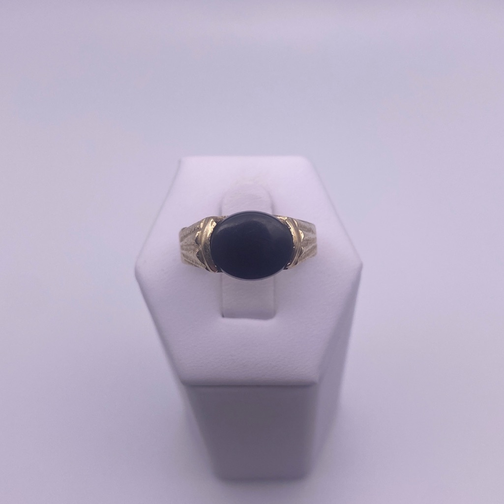 10k Yellow Gold Black Onyx Mens Ring